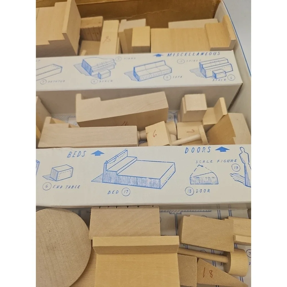 Paul MacAlister‎ Original Plan-A-Room 1950s Wooden Pieces Box Manual Vintage